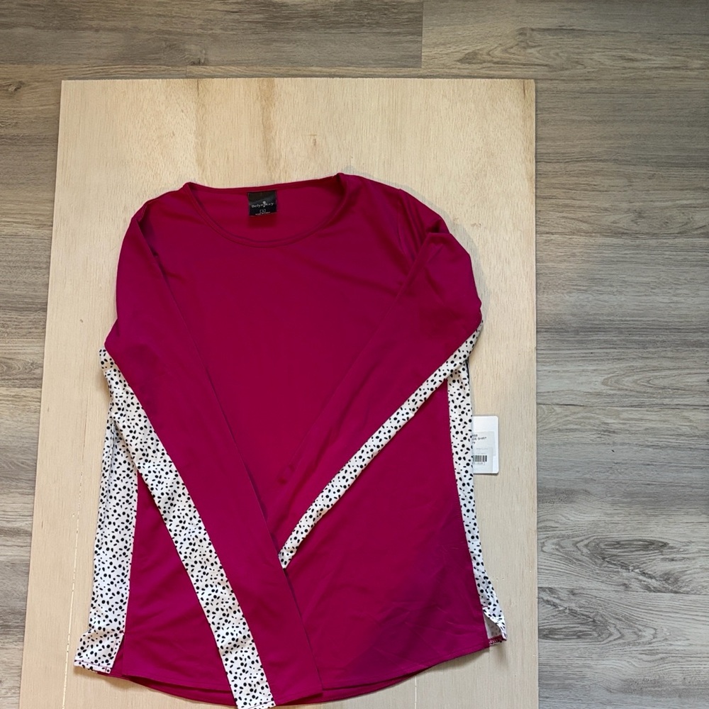 Belyn Key Magenta Long Sleeve Top with Black and White Accents